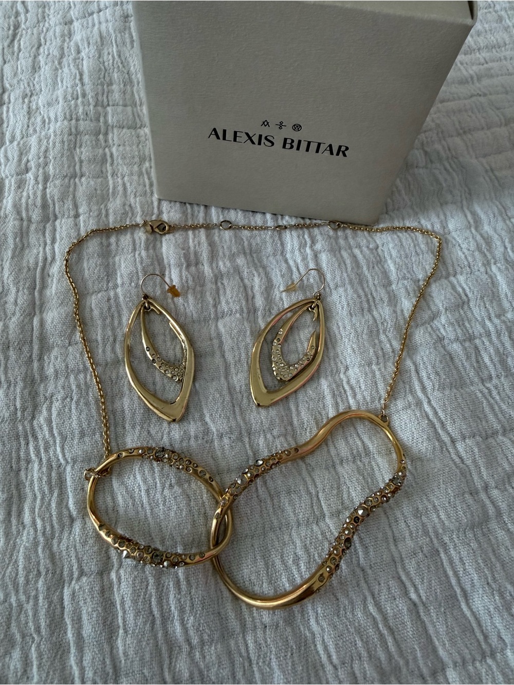 Alexis Bittar Gold-Tone Crystal Necklace & Earrings Set